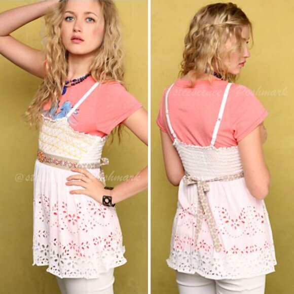 Rare Free People Luau Eyelet Top in White ASO Gabriella Montez - Picture 2 of 10